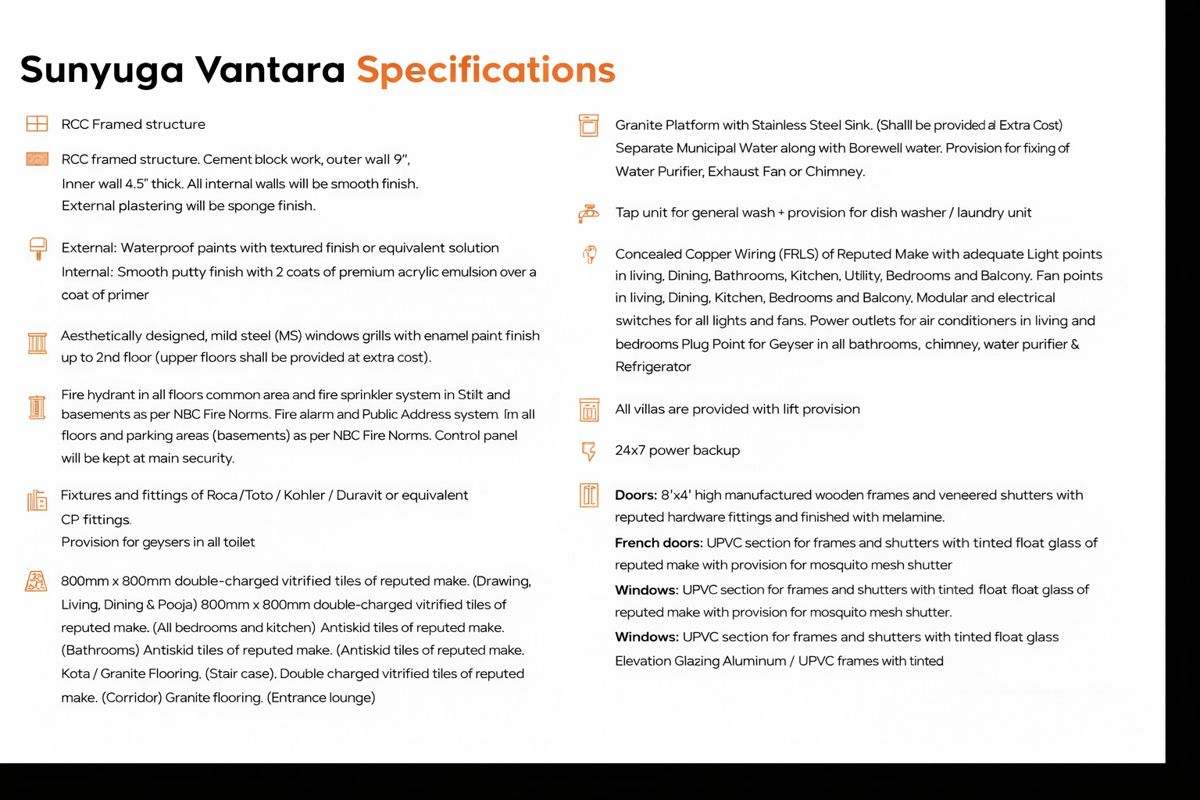 Sunyuga Vantara Specification 1