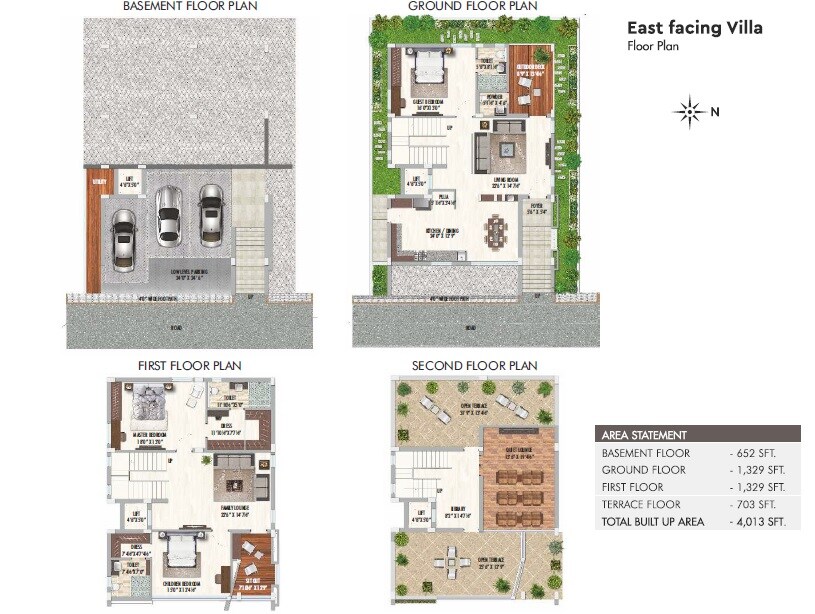 Floor plan of 3 BHK 4013 Sq. Ft. Villa in Aadhya Advaita, Hyderabad