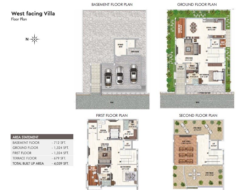 Floor plan of 3 BHK 4039 Sq. Ft. Villa in Aadhya Advaita, Hyderabad