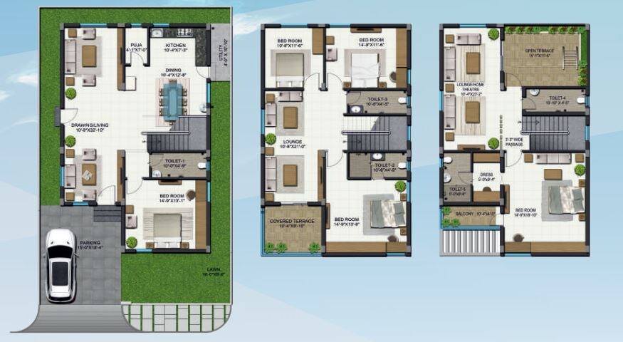 Floor plan of 4 BHK 3540 Sq. Ft. Villa in Aakriti Arv Viva, Hyderabad