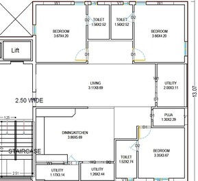 3 BHK 2010 Sq. Ft. Apartment in Aashray Sri Krishna