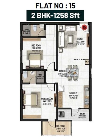  2 BHK Apartment at Aastha Gardenia, Osman Nagar – for Sale