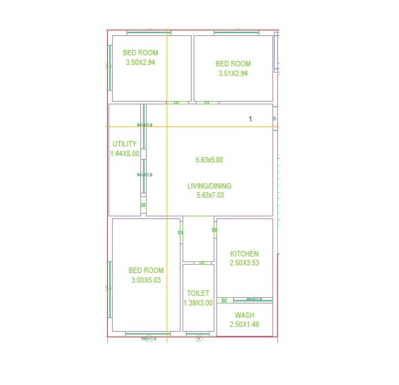 Floor plan of 3 BHK 1732 Sq. Ft. Apartment in Abani Adhinetri Saral, Hyderabad