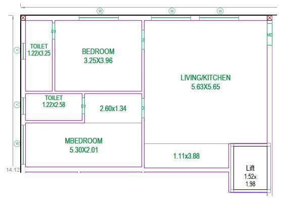 2 BHK 1067 Sq. Ft. Apartment in Abhinav Nature View Homes