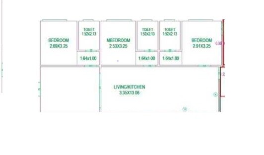 Floor plan of 3 BHK 1397 Sq. Ft. Apartment in Abhinav Nature View Homes, Hyderabad