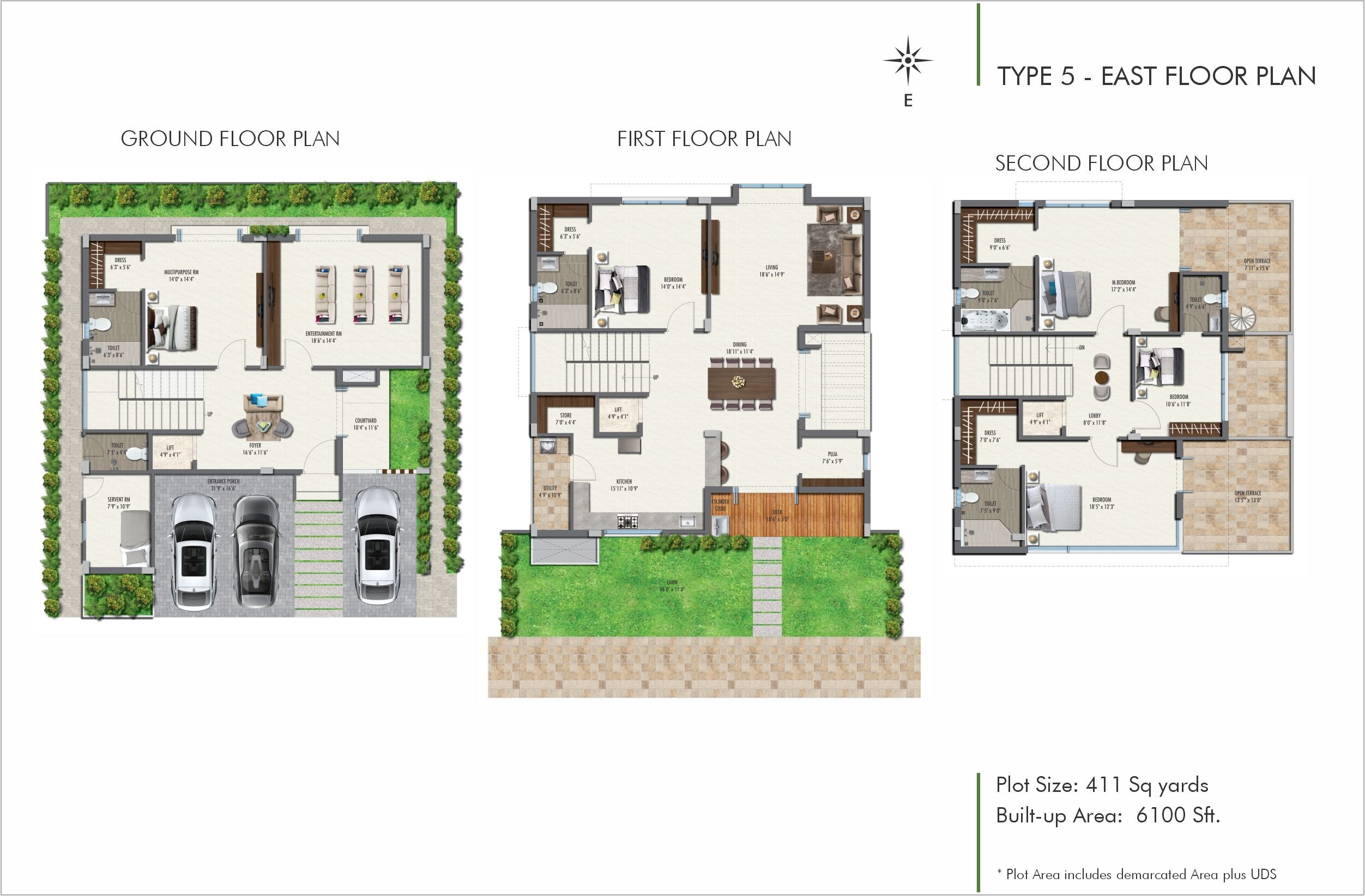 Floor plan of 4 BHK 6100 Sq. Ft. Villa in Aditi Urban Ville, Hyderabad