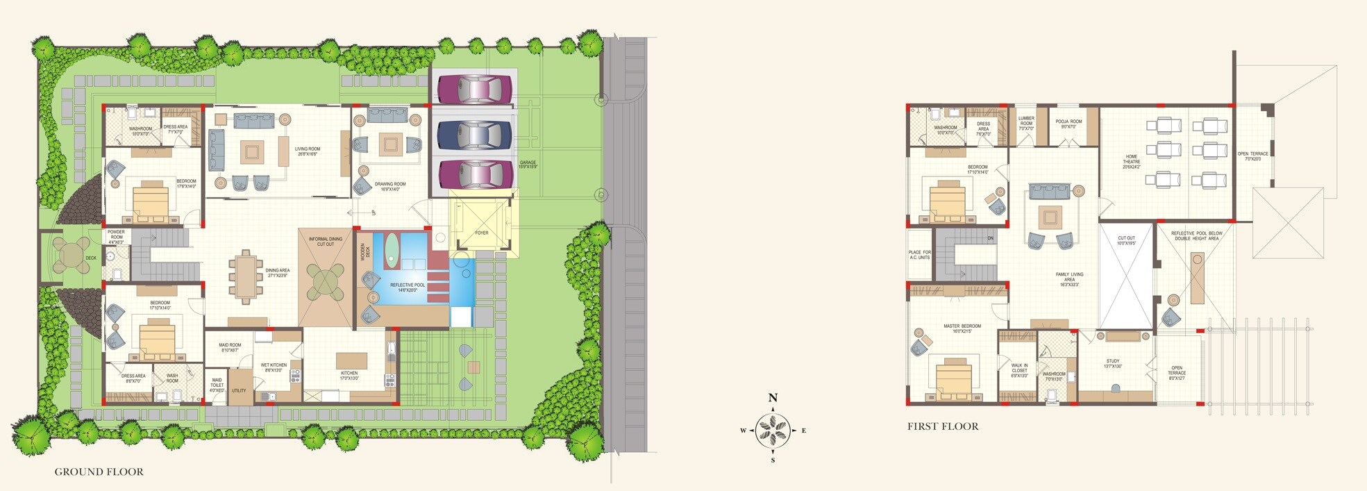 Floor plan of 4 BHK 7300 Sq. Ft. Villa in Aditya Casa Grande, Hyderabad