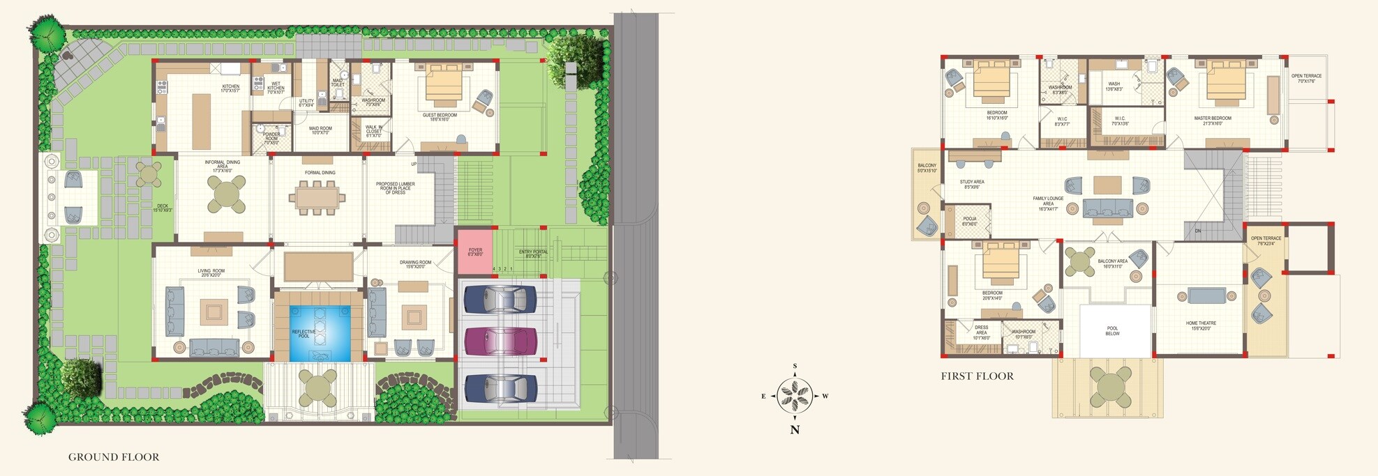 Floor plan of 4 BHK 7400 Sq. Ft. Villa in Aditya Casa Grande, Hyderabad