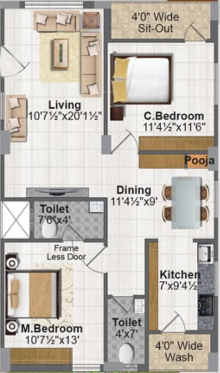 2 BHK 1138 Sq. Ft. Apartment in Aditya Elegance Nallagandla