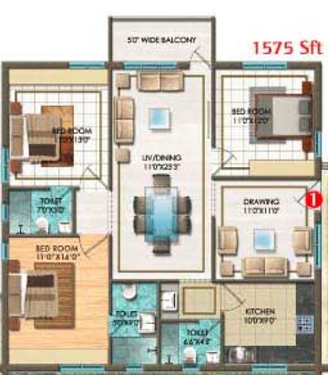  3 BHK Apartment at Aditya Empress Towers, Shaikpet – for Rent
