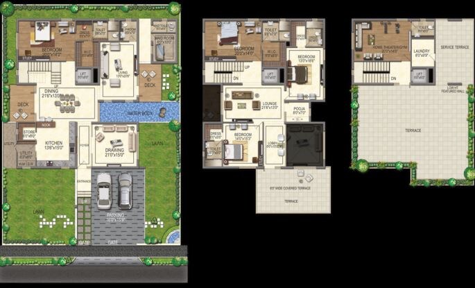 Floor plan of 4 BHK 4915 Sq. Ft. Villa in Aditya Royal Palm, Hyderabad