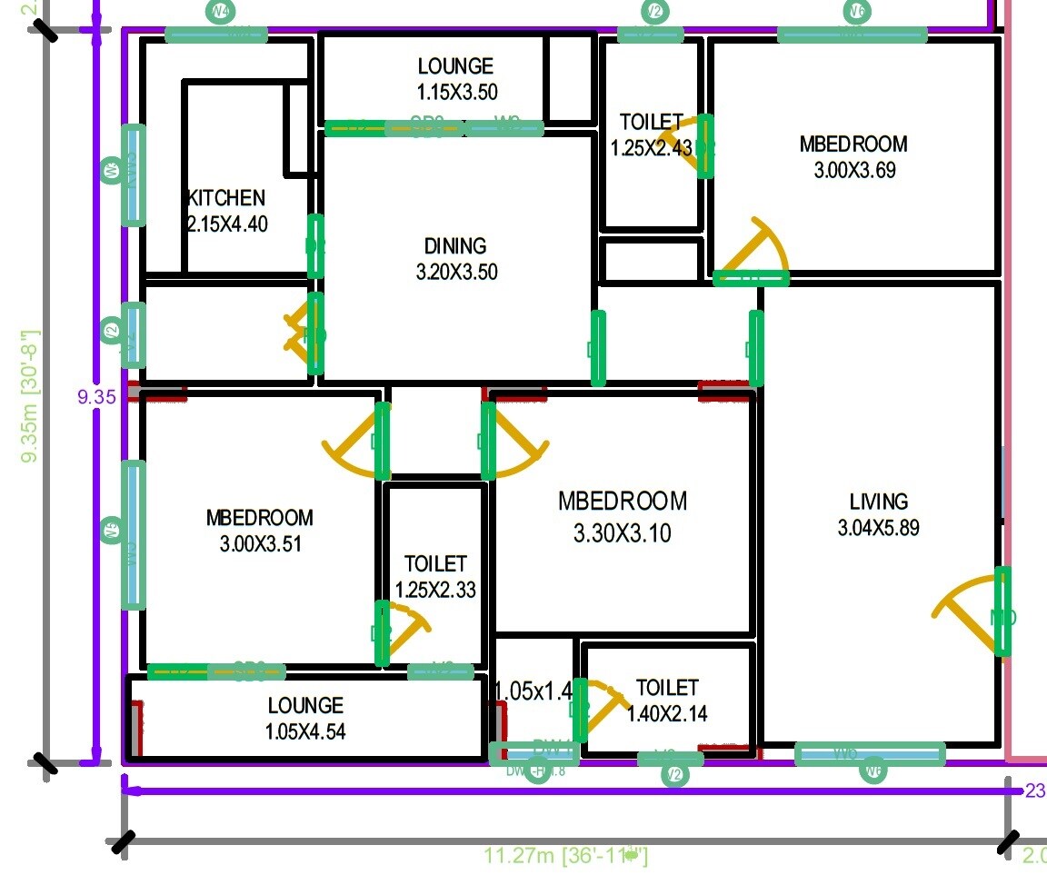 Floor plan of 3 BHK 1810 Sq. Ft. Apartment in Aditya Saptagiri Mansion, Hyderabad