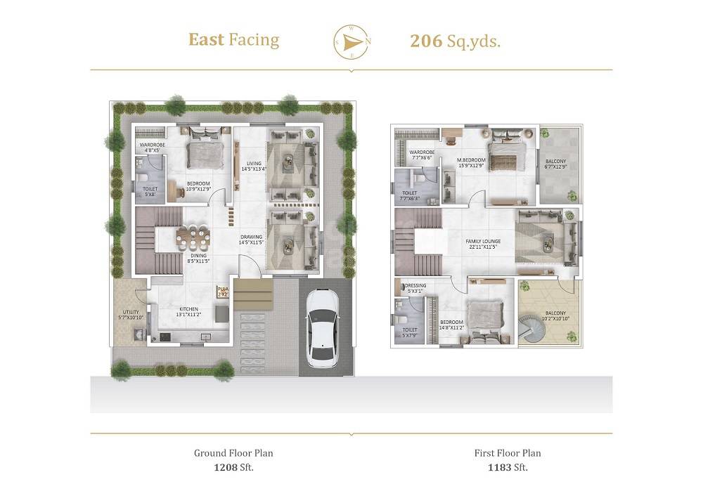 Floor plan of 3 BHK 2391 Sq. Ft. Villa in Advaita Indraprastha, Hyderabad