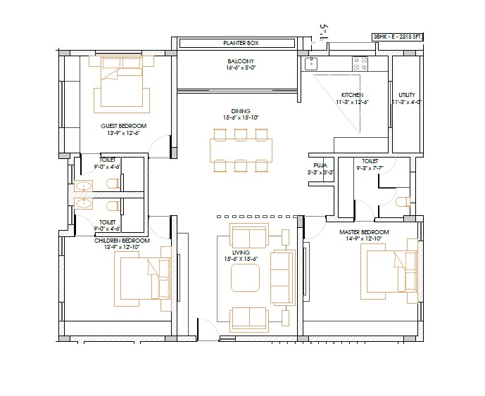 3 BHK 2315 Sq. Ft. Apartment in Aivn Eminence Residency