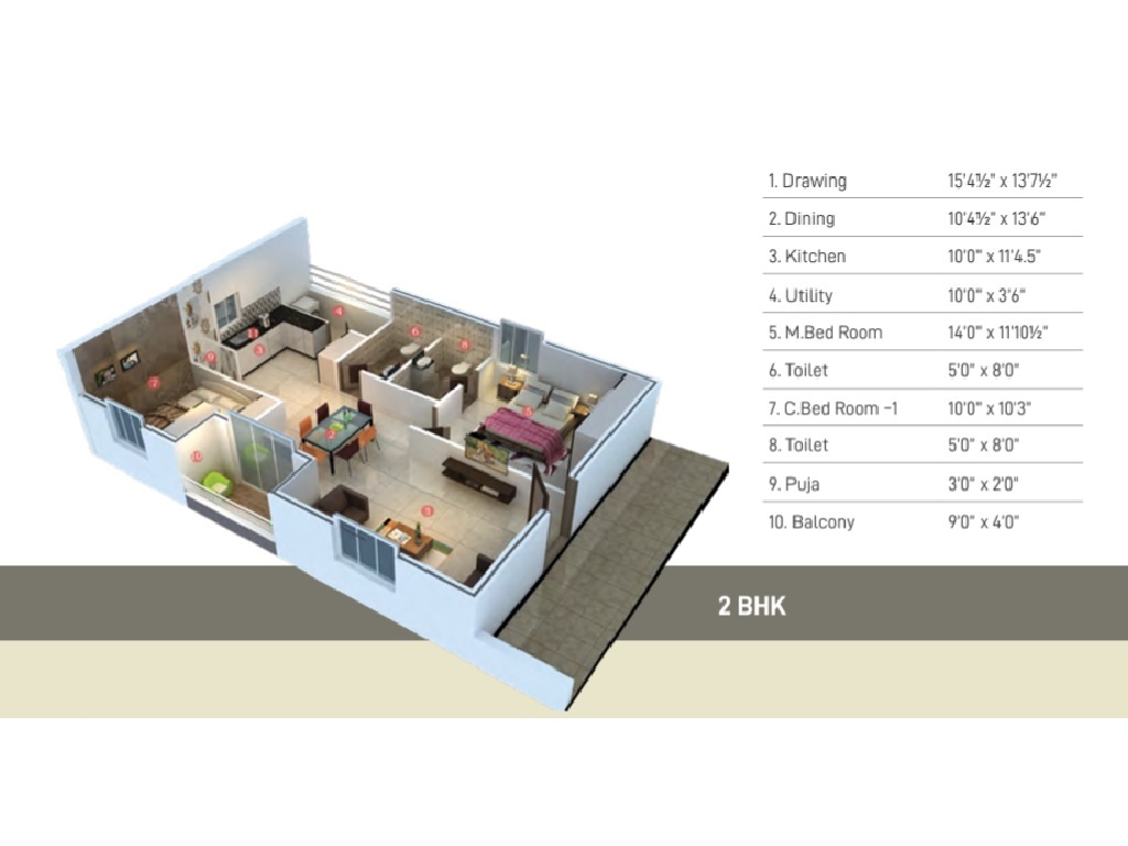 Ajasra Akash Vihar Apartments 2 BHK Layout