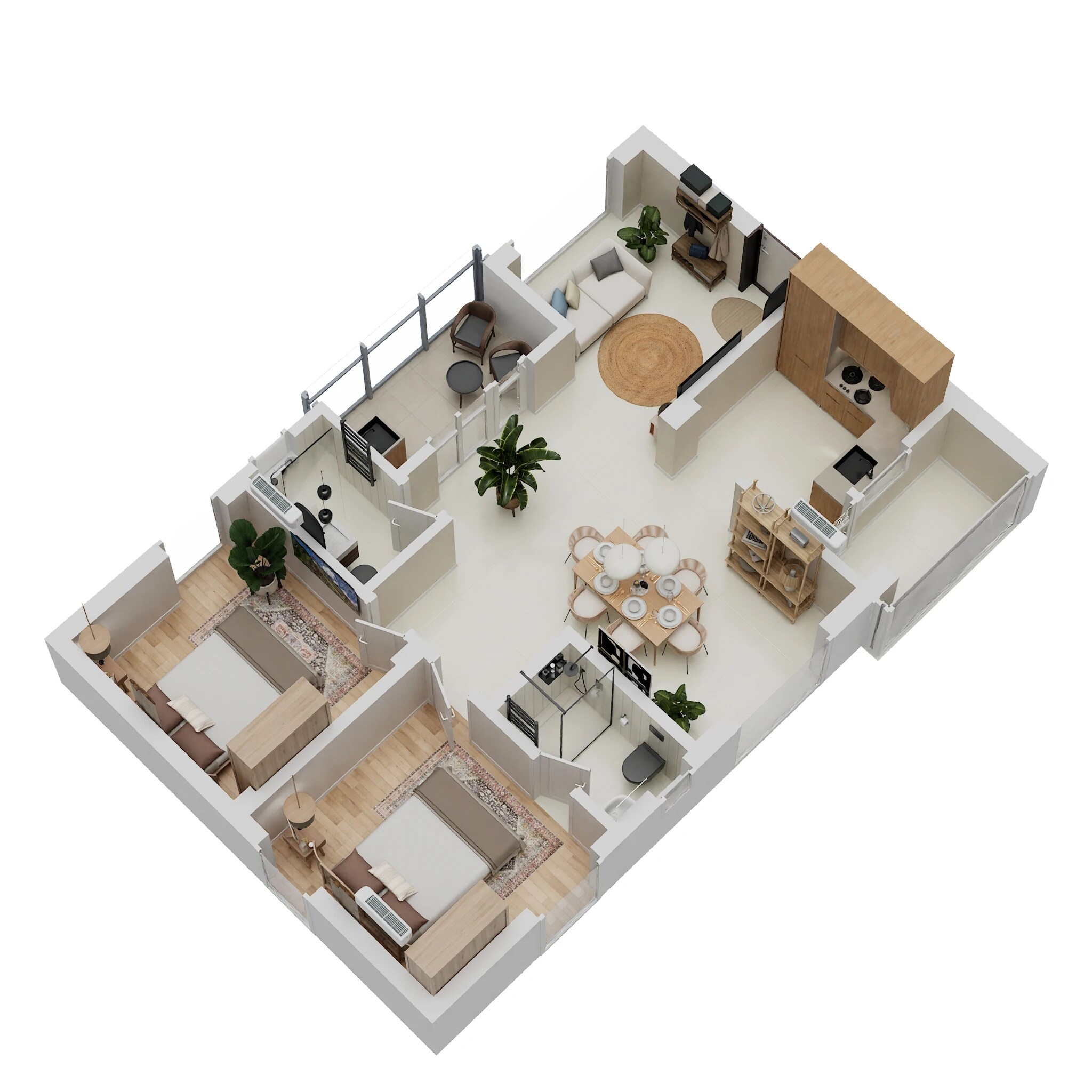 Floor plan of 2 BHK 1080 Sq. Ft. Apartment in Akruthi Garudadri, Hyderabad