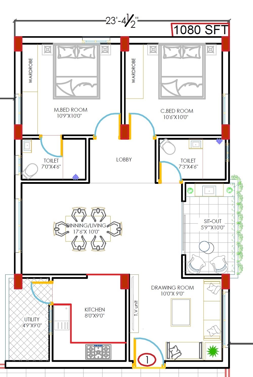 2 BHK 1080 Sq. Ft. Apartment in Akruthi Garudadri