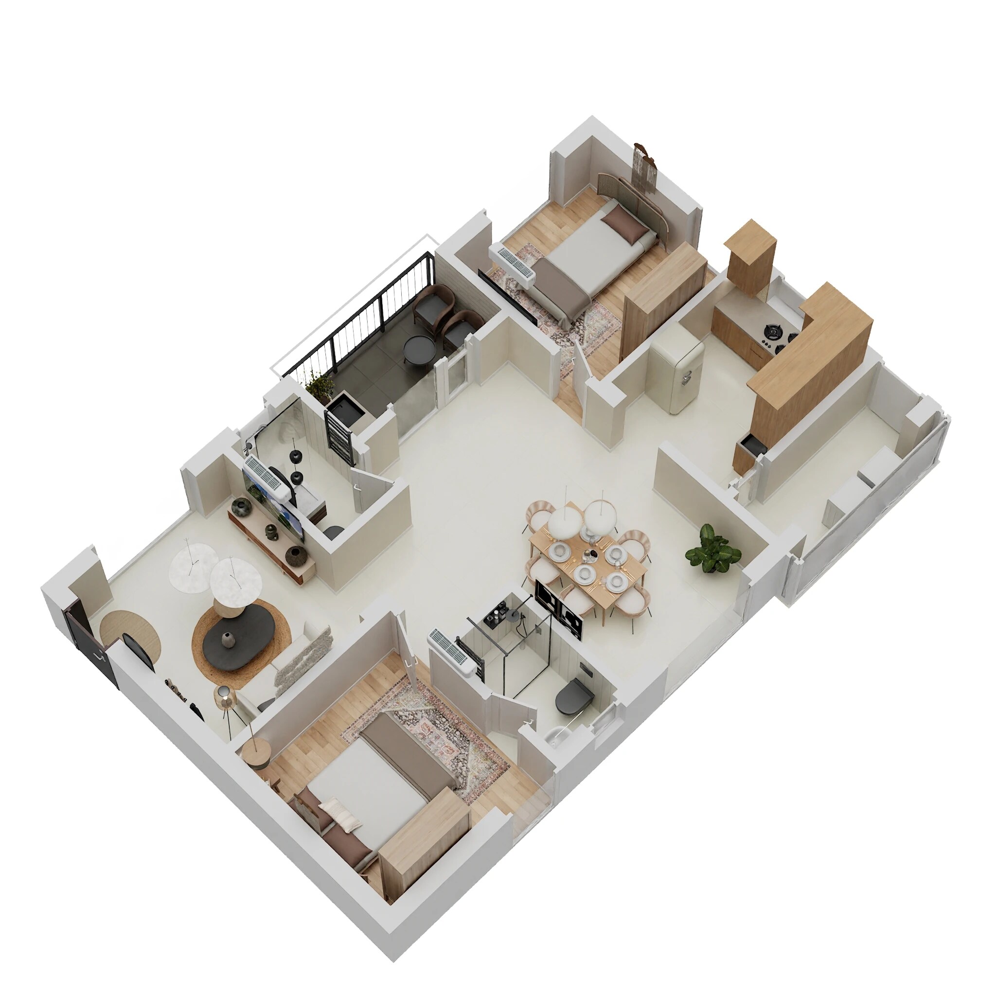 Floor plan of 2 BHK 1105 Sq. Ft. Apartment in Akruthi Garudadri, Hyderabad
