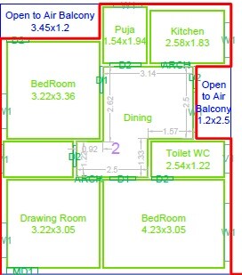 2 BHK 1164 Sq. Ft. Apartment