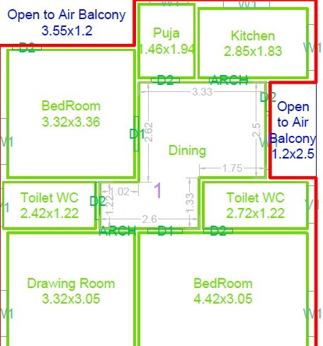 2 BHK 1289 Sq. Ft. Apartment