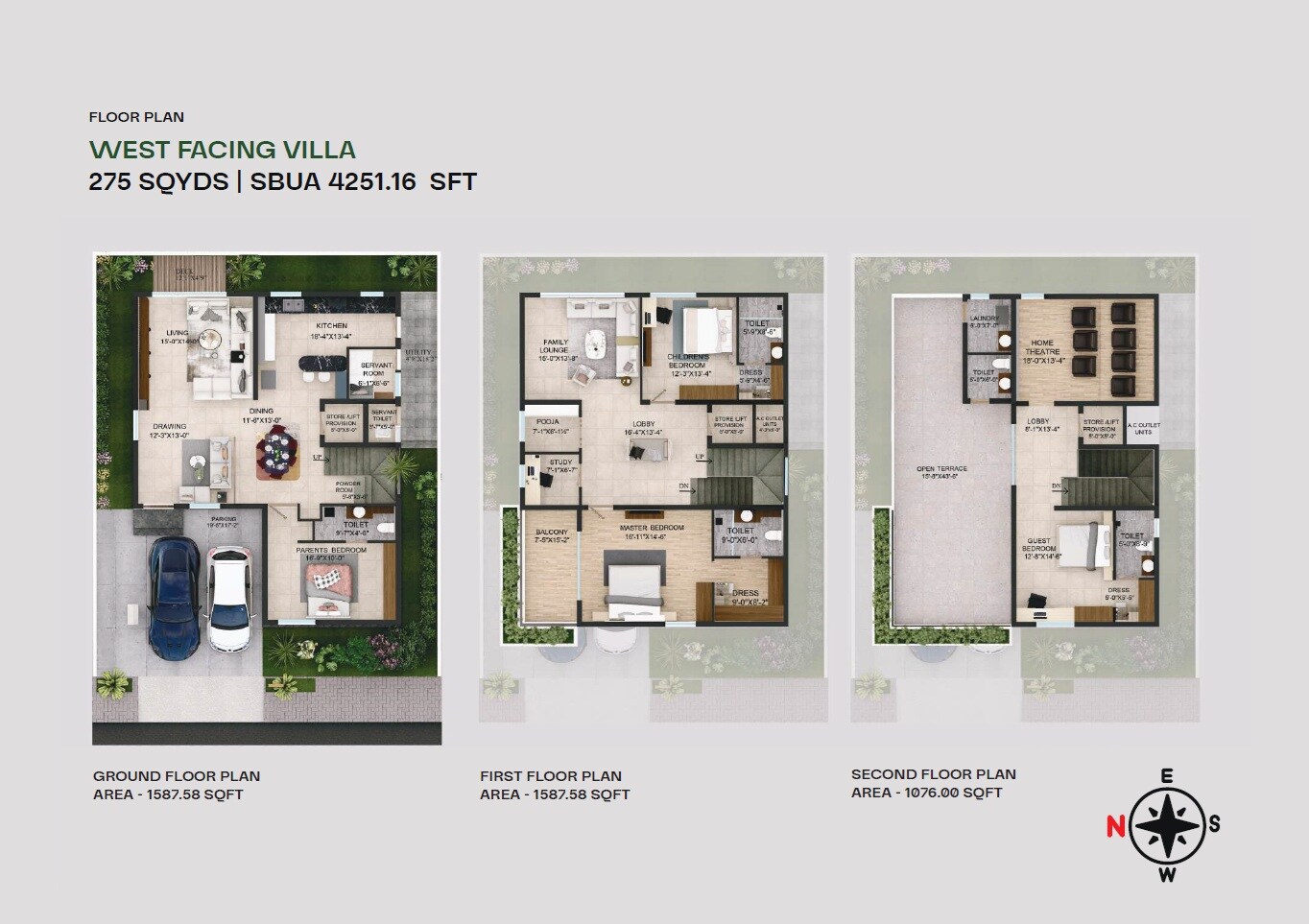 Floor plan of 4 BHK 4251 Sq. Ft. Villa in Akshita Akreya, Hyderabad