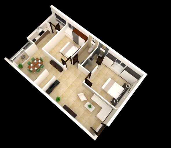 Floor plan of 2 BHK 1315 Sq. Ft. Apartment in Akshita Heights Four, Hyderabad