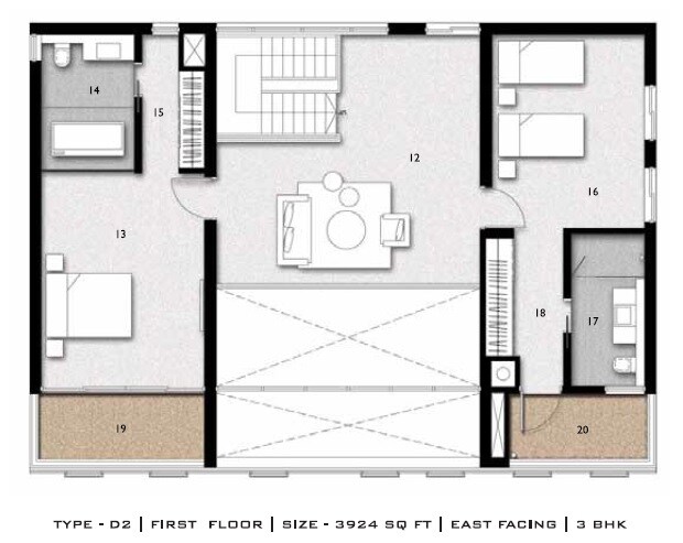 Floor plan of 3 BHK 3924 Sq. Ft. Apartment in Aliens Space Station, Hyderabad