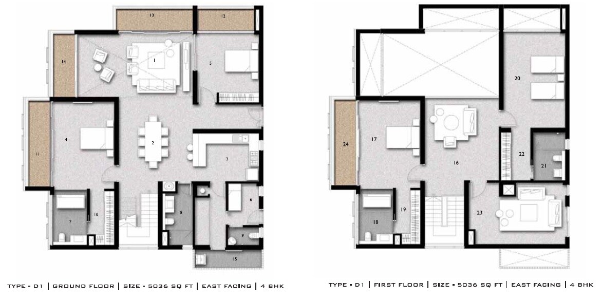 Floor plan of 4 BHK 5036 Sq. Ft. Apartment in Aliens Space Station, Hyderabad