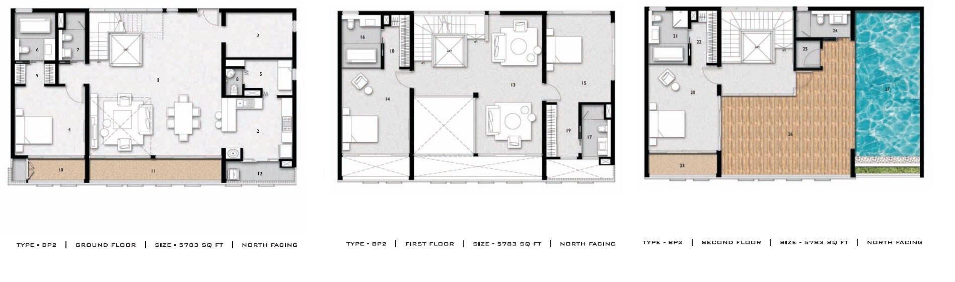 Floor plan of 5 BHK 5783 Sq. Ft. Penthouse in Aliens Space Station, Hyderabad