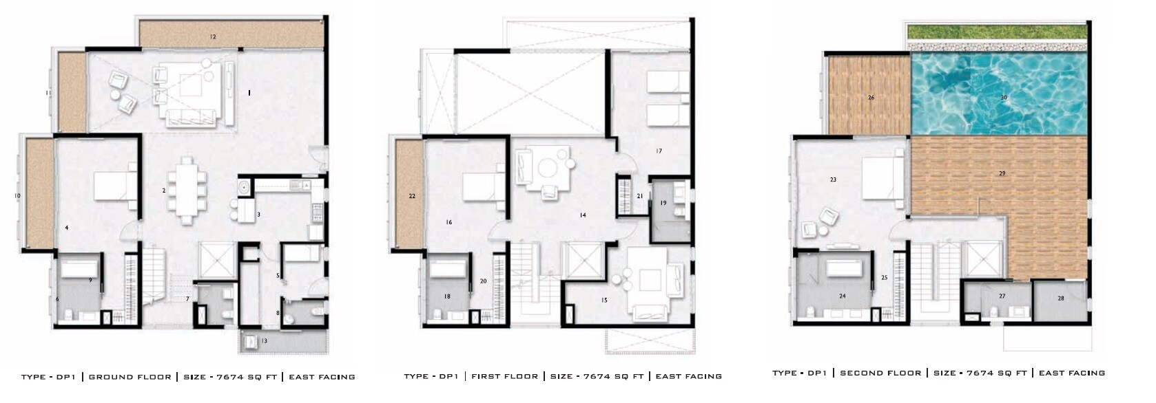 Floor plan of 5 BHK 7674 Sq. Ft. Penthouse in Aliens Space Station, Hyderabad