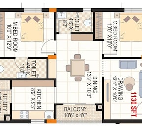 2 BHK 1130 Sq. Ft. Apartment in Alpine Satpura
