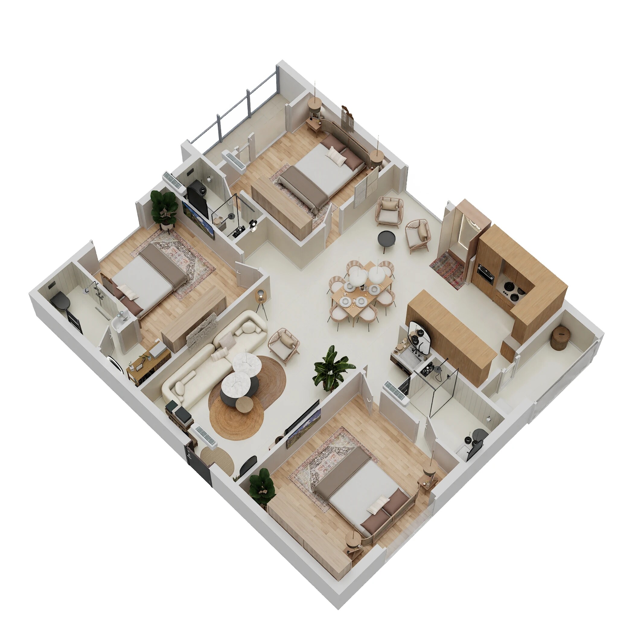Floor plan of 3 BHK 1710 Sq. Ft. Apartment in Alterra Harmony Heights, Hyderabad