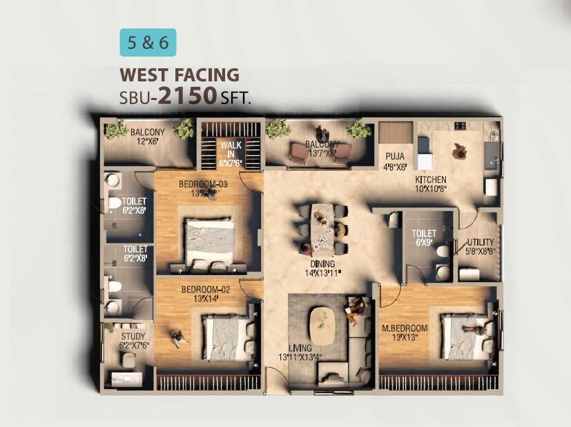 3 BHK 2150 Sq. Ft. Apartment