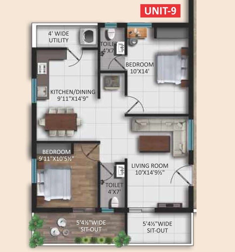 2 BHK 1225 Sq. Ft. Apartment