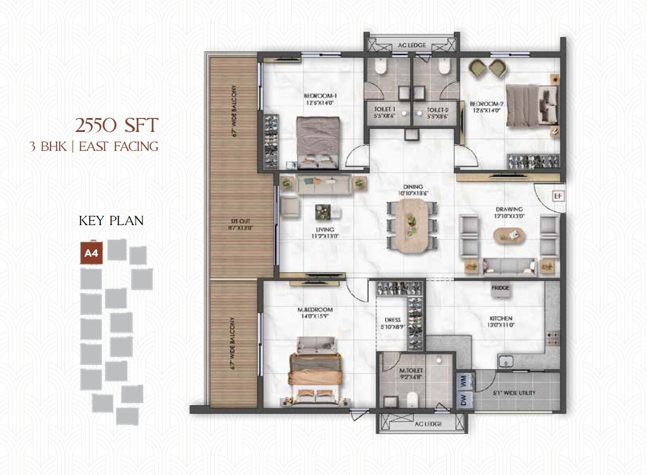 3 BHK 2250 Sq. Ft. Apartment