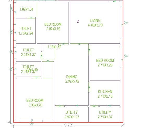 Floor plan of 3 BHK 1499 Sq. Ft. Apartment in Ample Likhitha Residency, Hyderabad