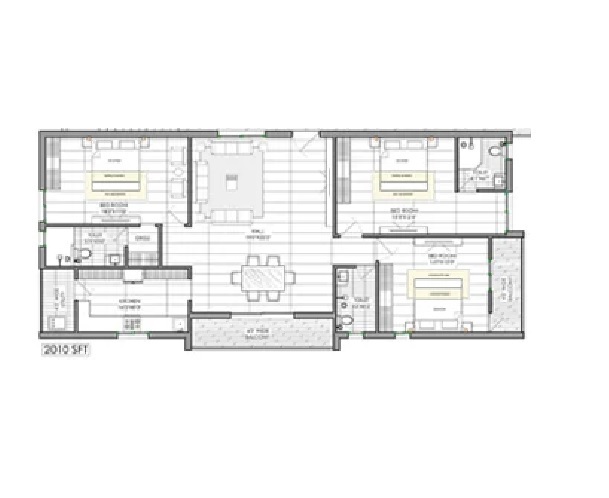 3 BHK 2010 Sq. Ft. Apartment in Ananda Palm Springs