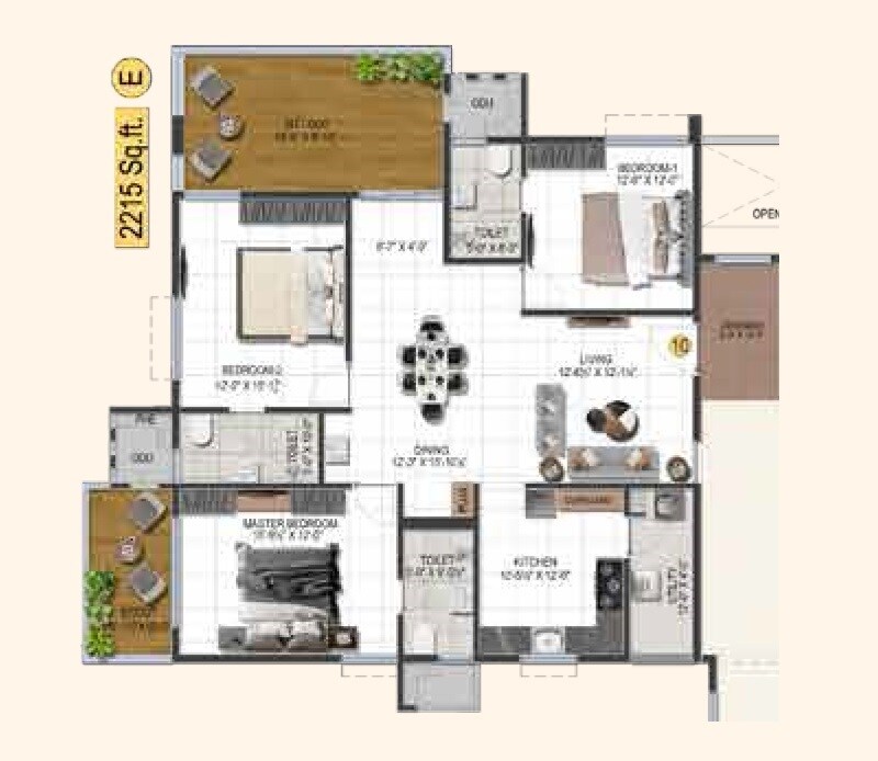 3 BHK 2215 Sq. Ft. Apartment