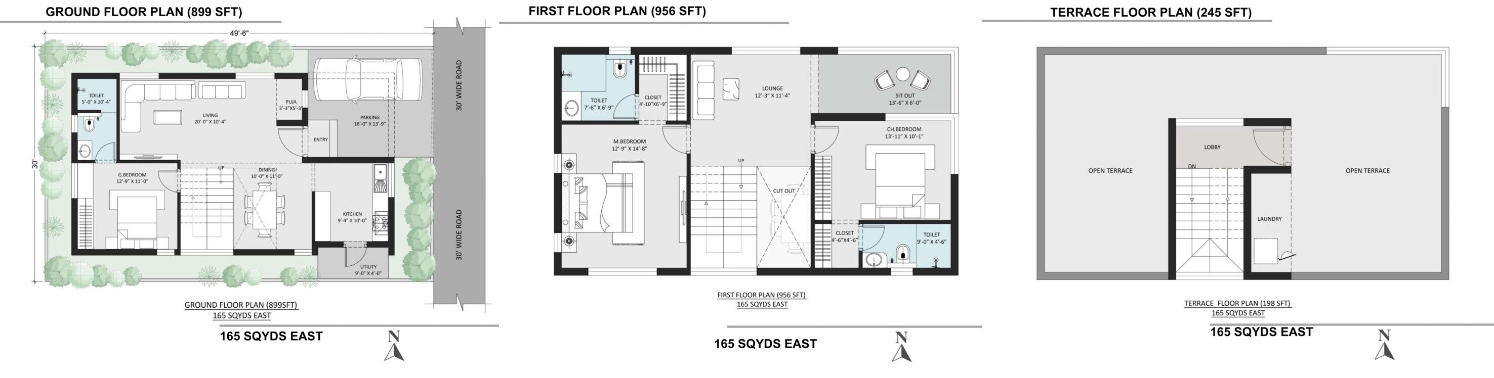 Floor plan of 3 BHK 2100 Sq. Ft. Villa in Srihari Anithara Aura, Hyderabad