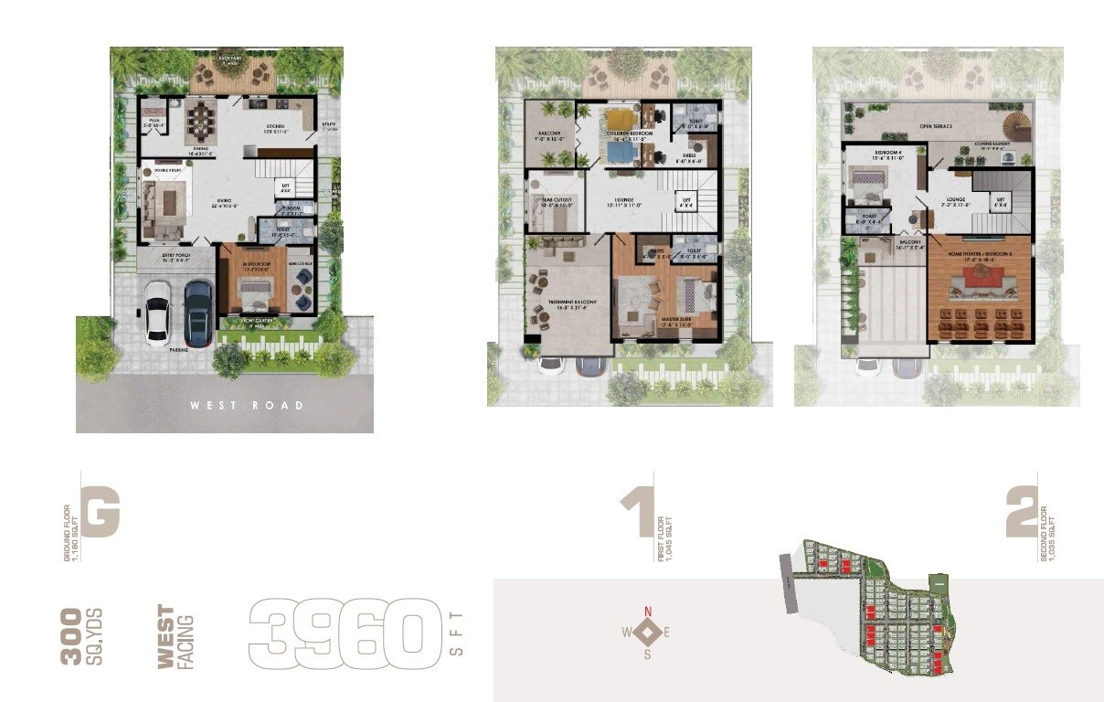 Floor plan of 5 BHK 3945 Sq. Ft. Villa in Ankura Iqon West, Hyderabad