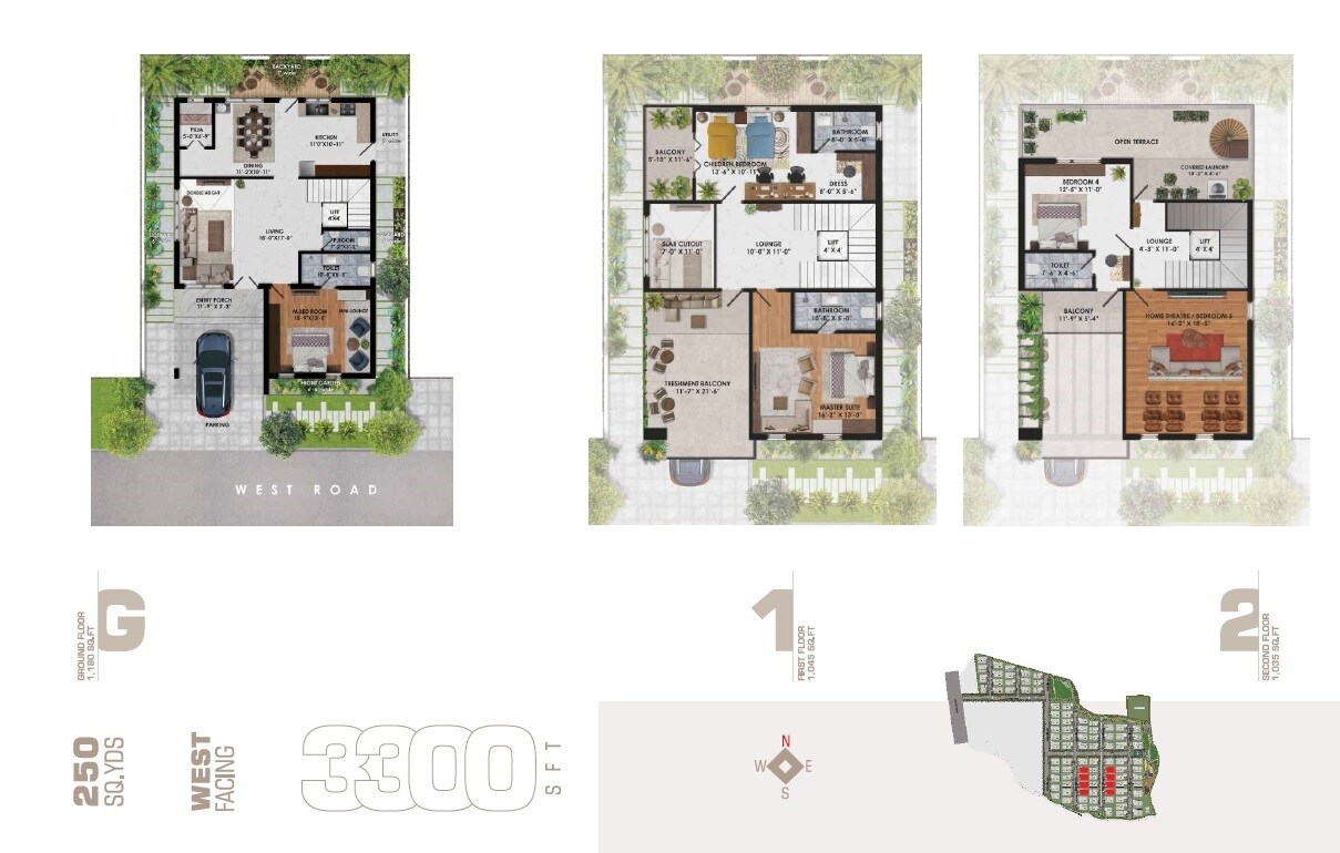 Floor plan of 5 BHK 3300 Sq. Ft. Villa in Ankura Iqon West, Hyderabad