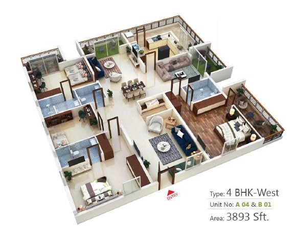 4 BHK 3893 Sq. Ft. Apartment