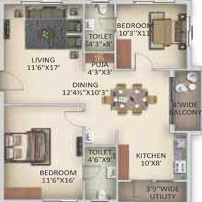 2 BHK 1252 Sq. Ft. Apartment