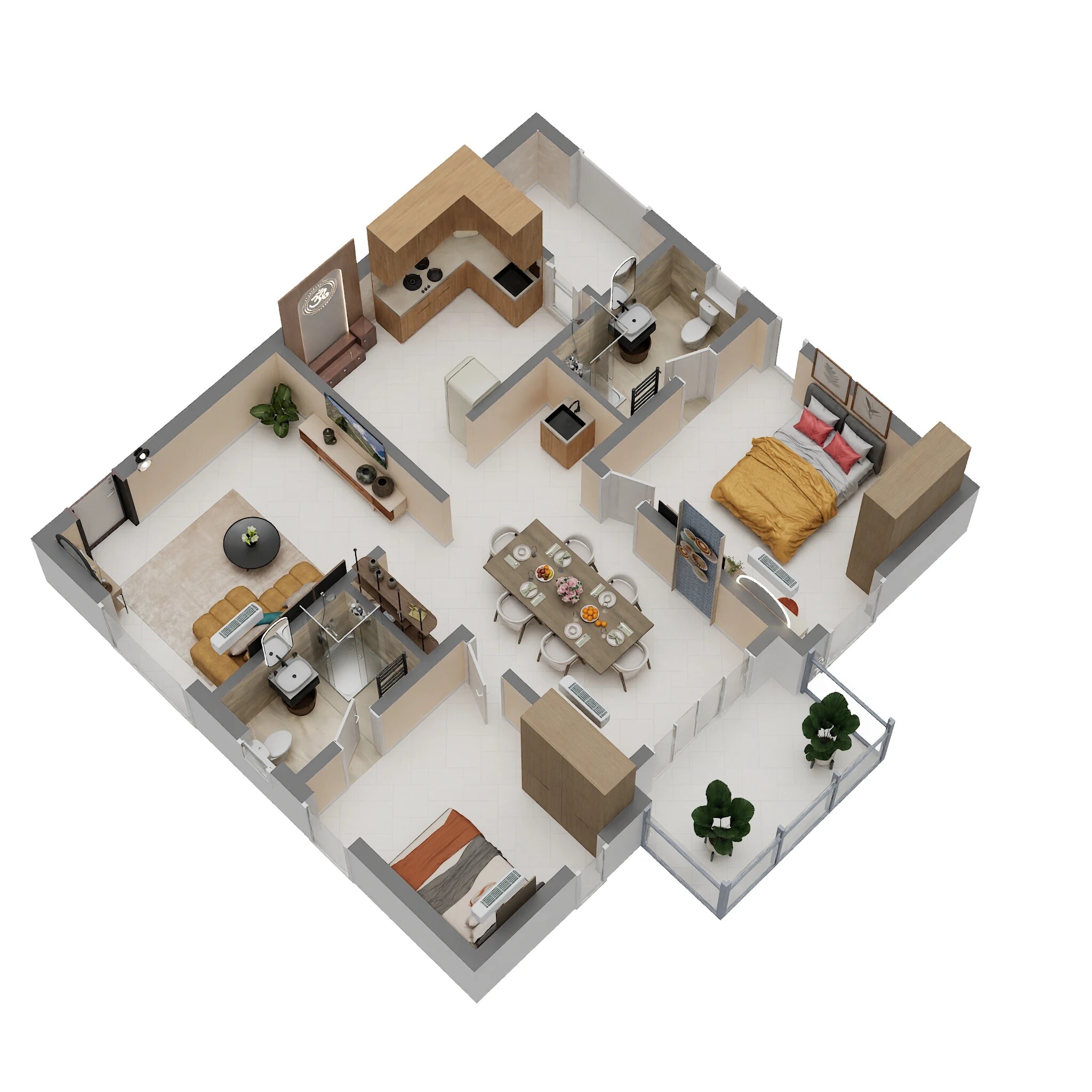 Floor plan of 2 BHK 1355 Sq. Ft. Apartment in Anvita High 9, Hyderabad
