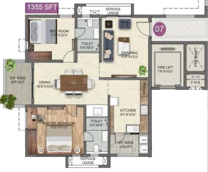 2 BHK 1356 Sq. Ft. Apartment