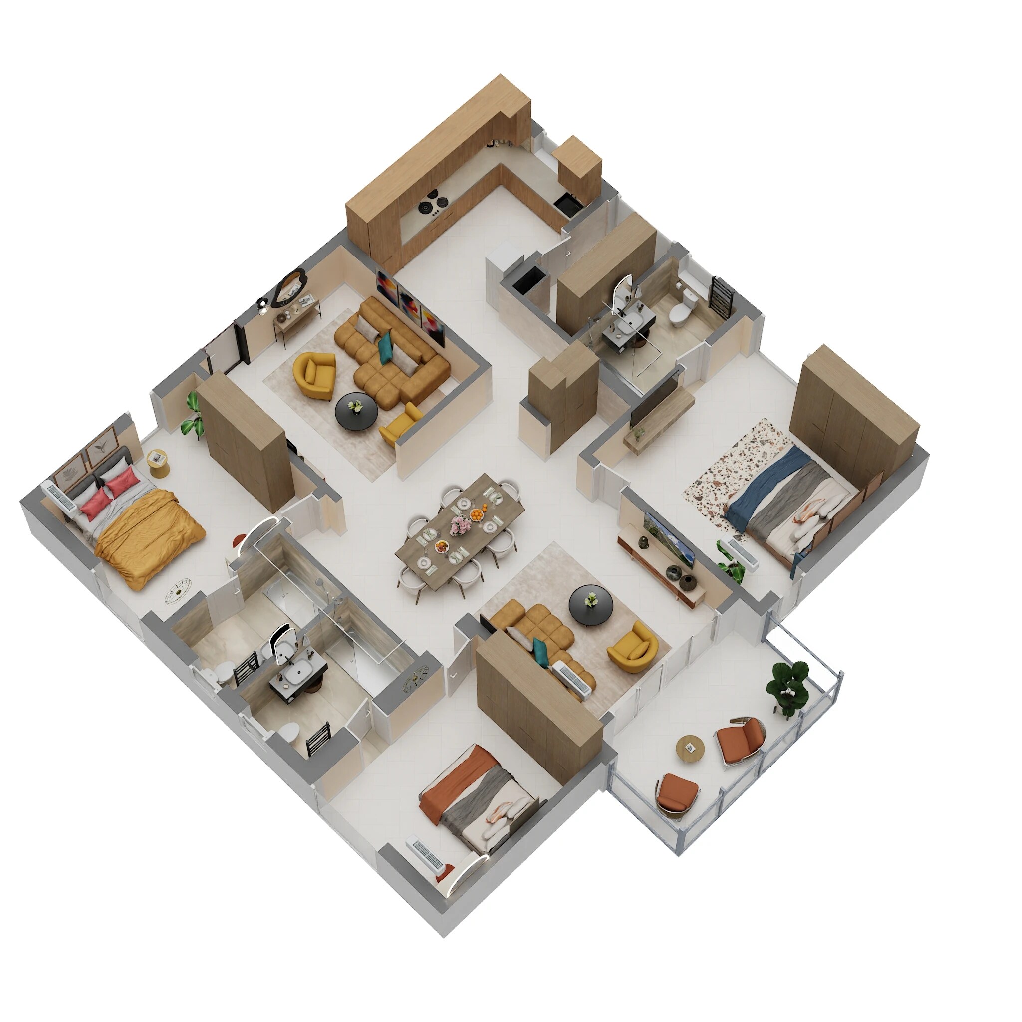 Floor plan of 3 BHK 1695 Sq. Ft. Apartment in Anvita High 9, Hyderabad