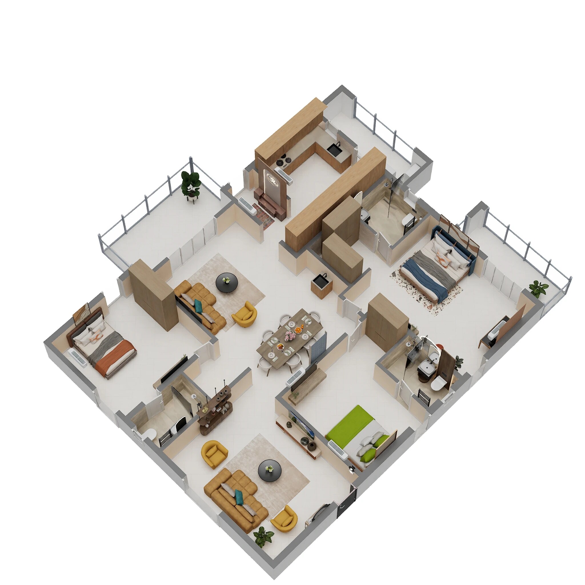 Floor plan of 3 BHK 2615 Sq. Ft. Apartment in Anvita High 9, Hyderabad