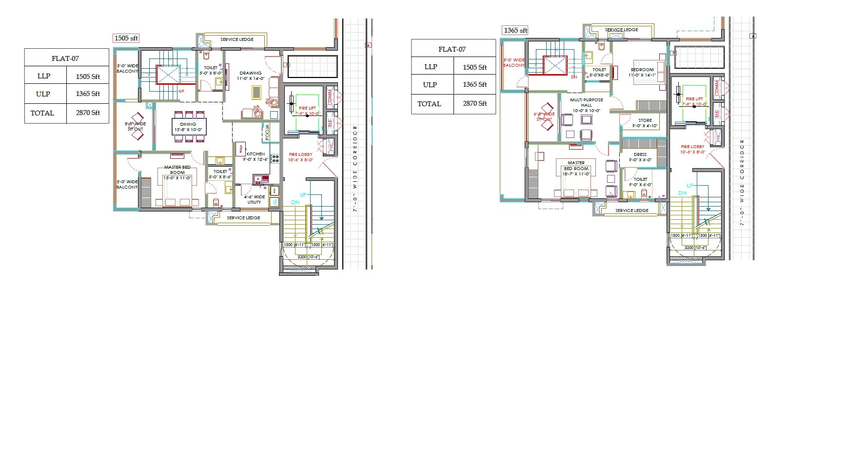 Floor plan of 4 BHK 2870 Sq. Ft. Apartment in Anvita High 9, Hyderabad