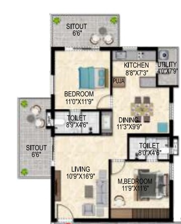  2 BHK Apartment at Anvita Ivana, Kollur – for Sale
