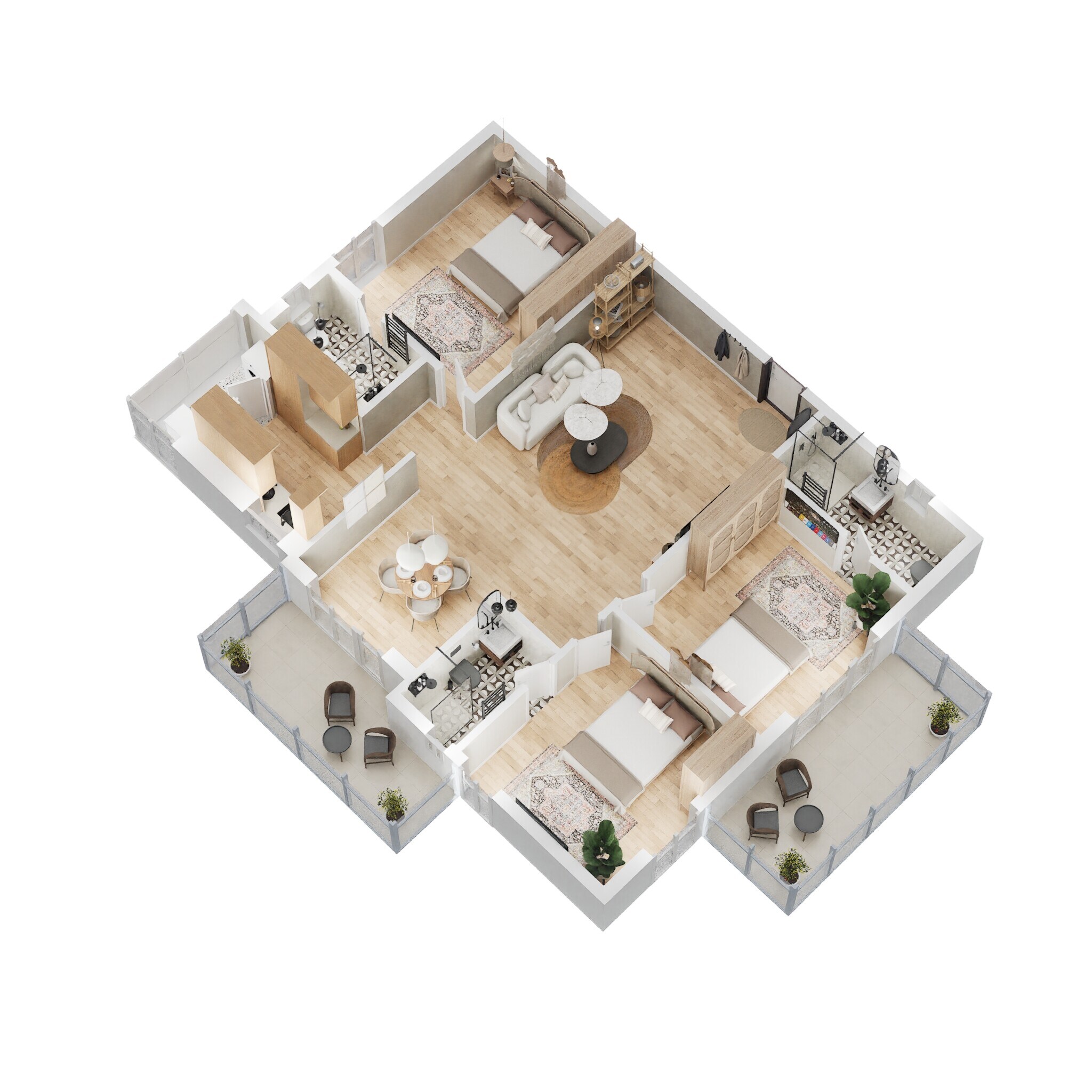 Floor plan of 3 BHK 1890 Sq. Ft. Apartment in Anvita Ivana, Hyderabad